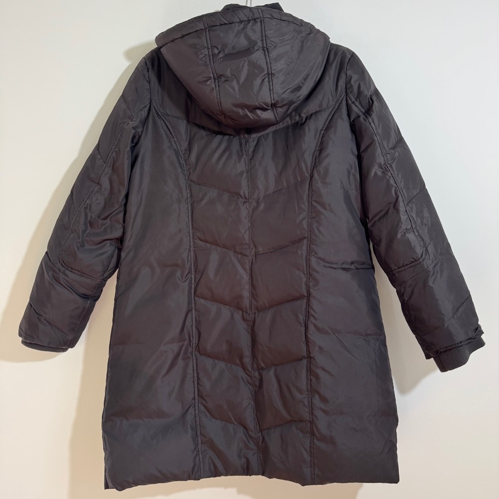 Michael Kors Down Puffer Coat Black Hooded Long Parka Size PL Warm Winter Jacket - Picture 2 of 15